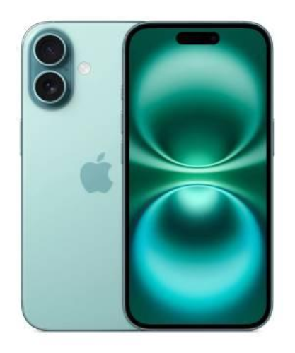 Apple iPhone 16 - 5G smartphone - dual SIM /Memoria Interna 256 GB - display OLED - 6.1" - 2556 x 1179 pixel - 2x fotocamere posteriori 48 MP, 12 MP - front camera 12 MP - teal